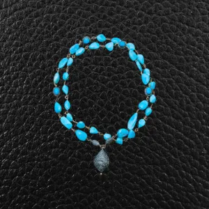 Turquoise Bead & Diamond Necklace