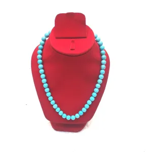 Turquoise Crystal Round Beads Necklace 15 Inches, 6 mm Beads (Semi-Precious Mala)