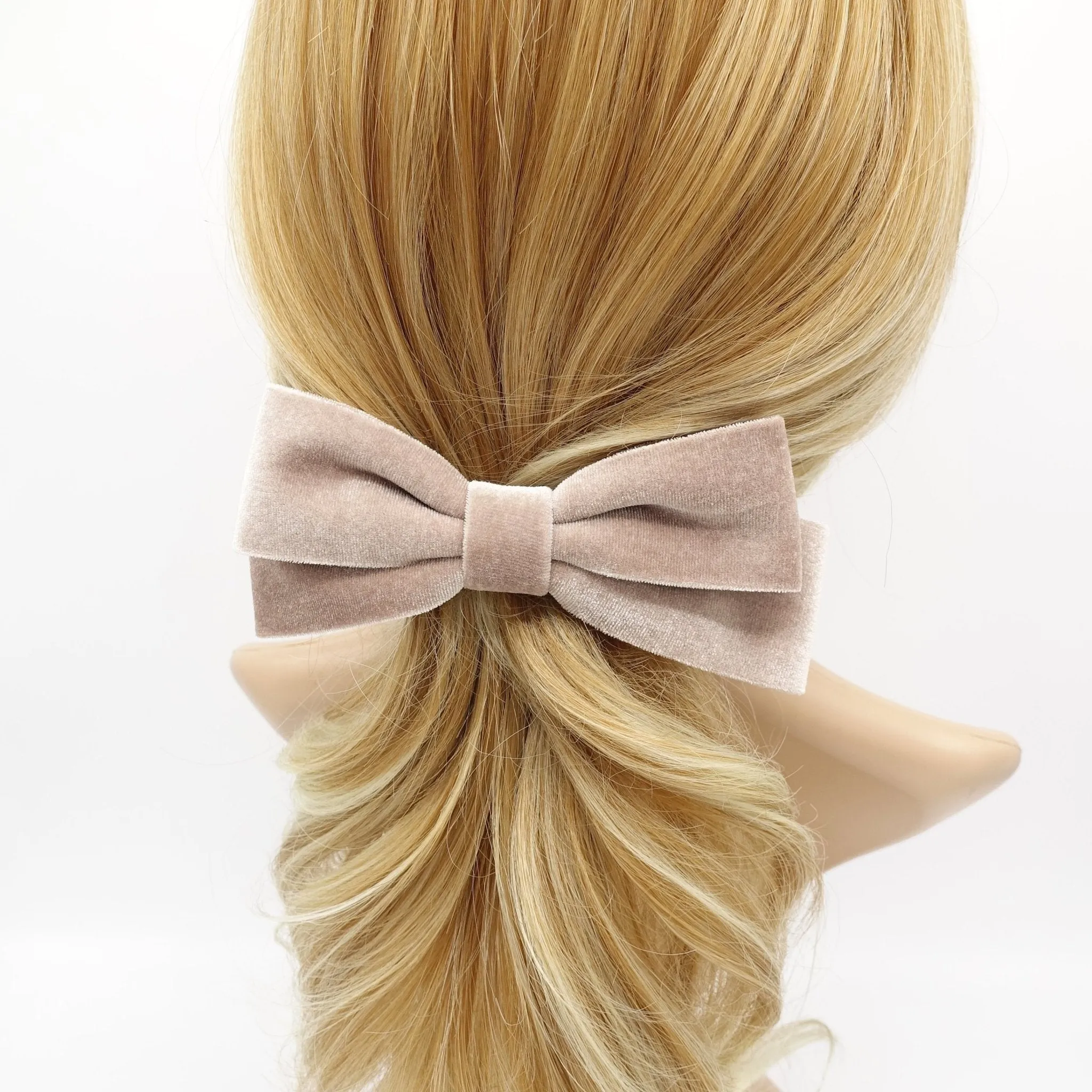 velvet narrow hair bow layered hair bow barrette for women