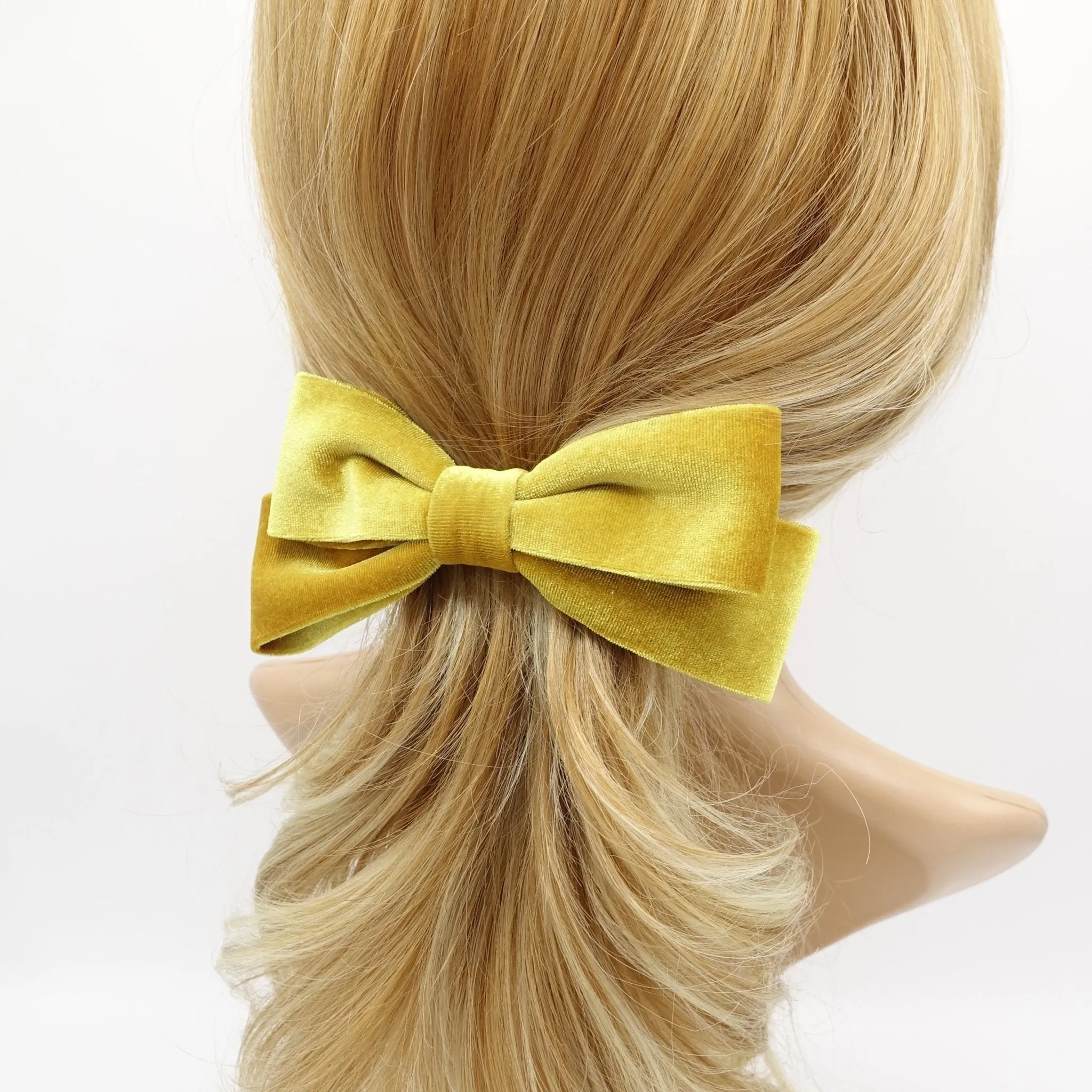 velvet narrow hair bow layered hair bow barrette for women