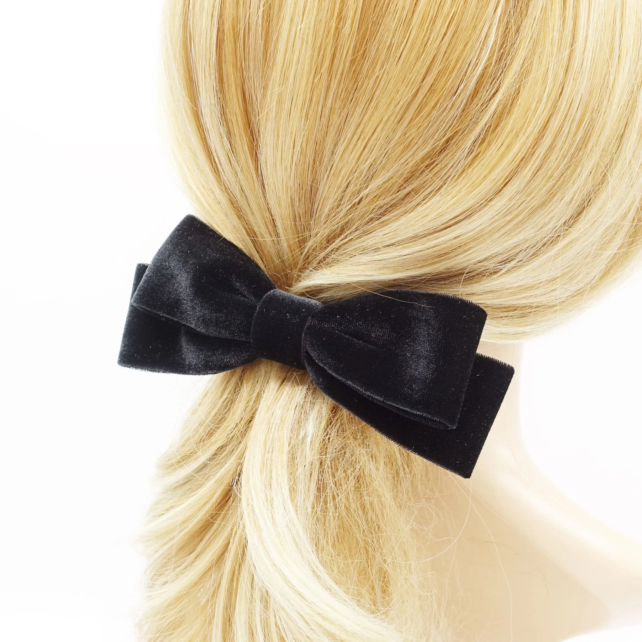 velvet narrow hair bow layered hair bow barrette for women