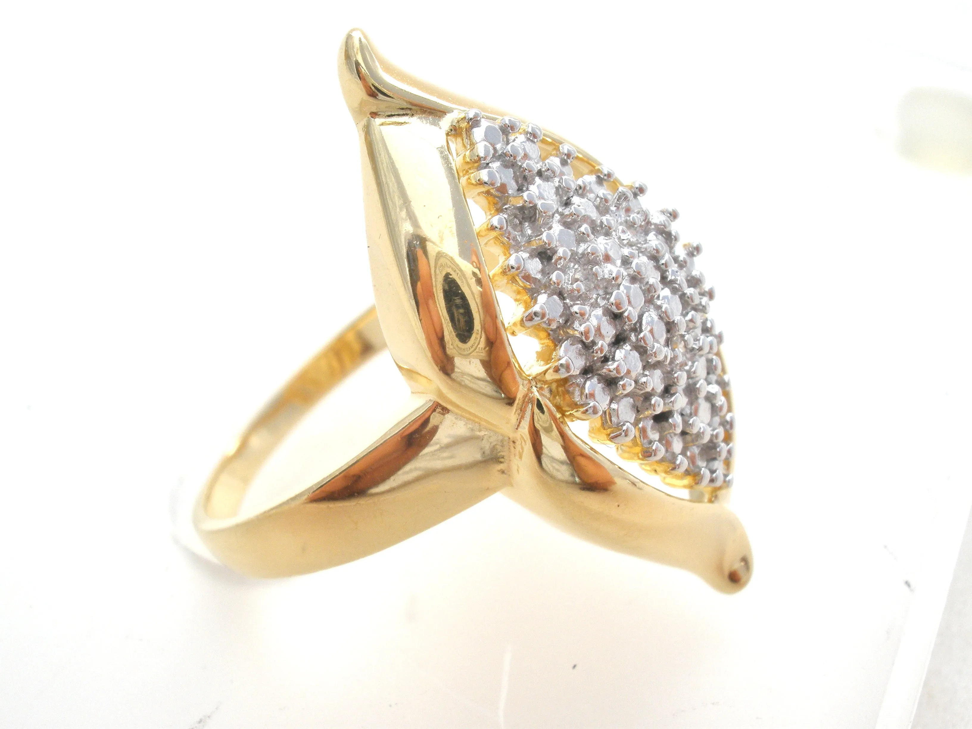 Vermeil Diamond Cocktail 925 Ring Size 10