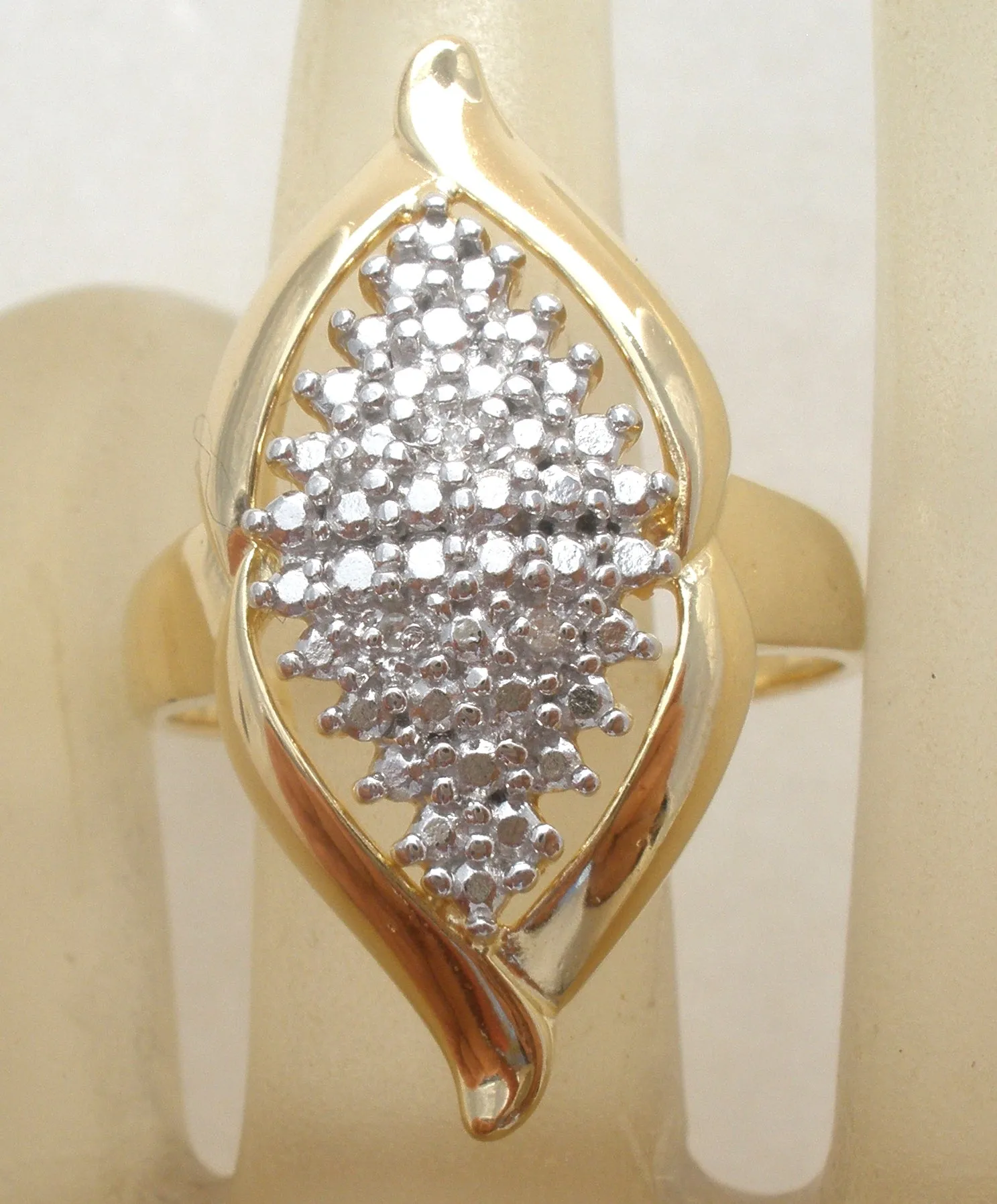 Vermeil Diamond Cocktail 925 Ring Size 10