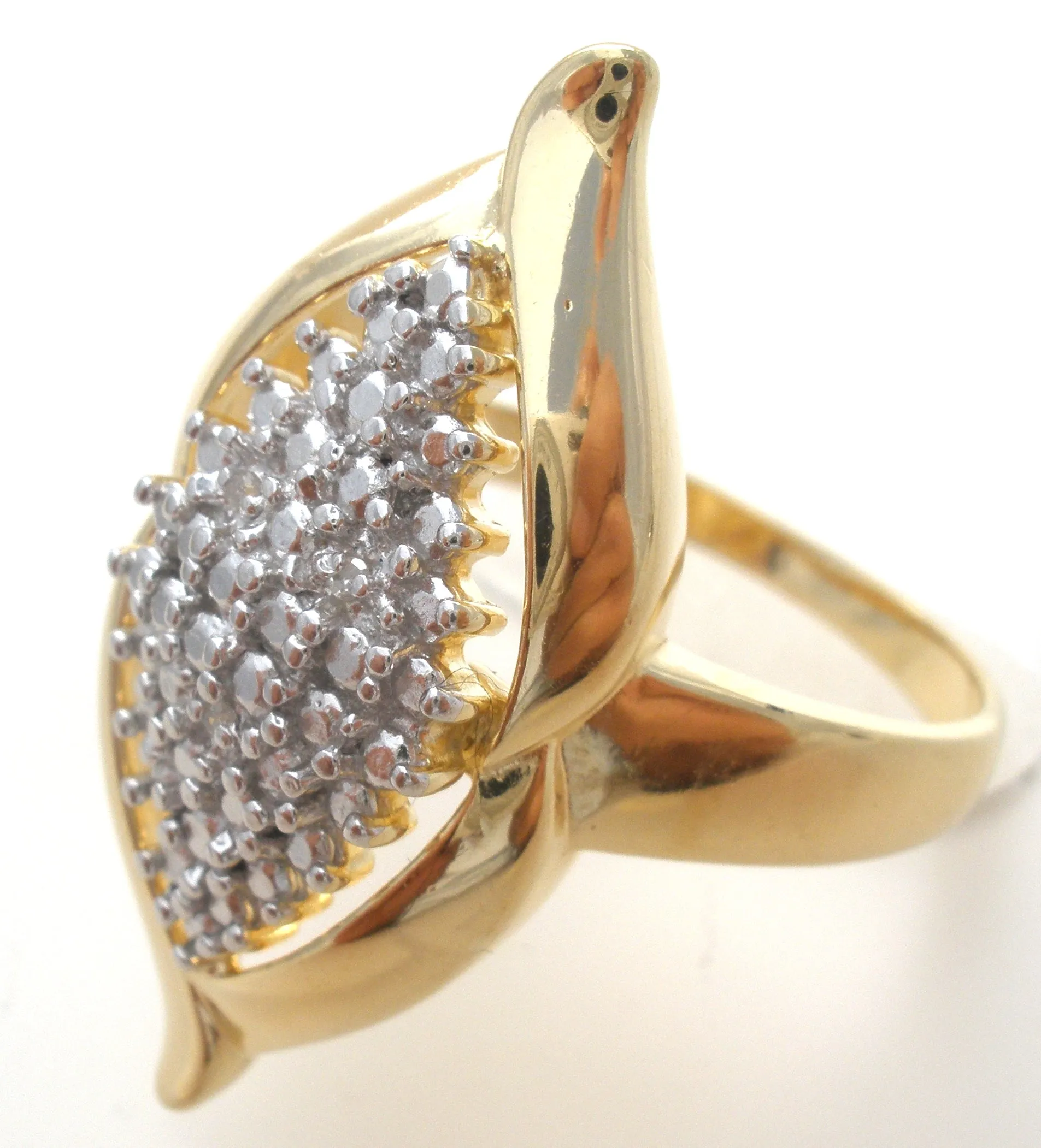 Vermeil Diamond Cocktail 925 Ring Size 10