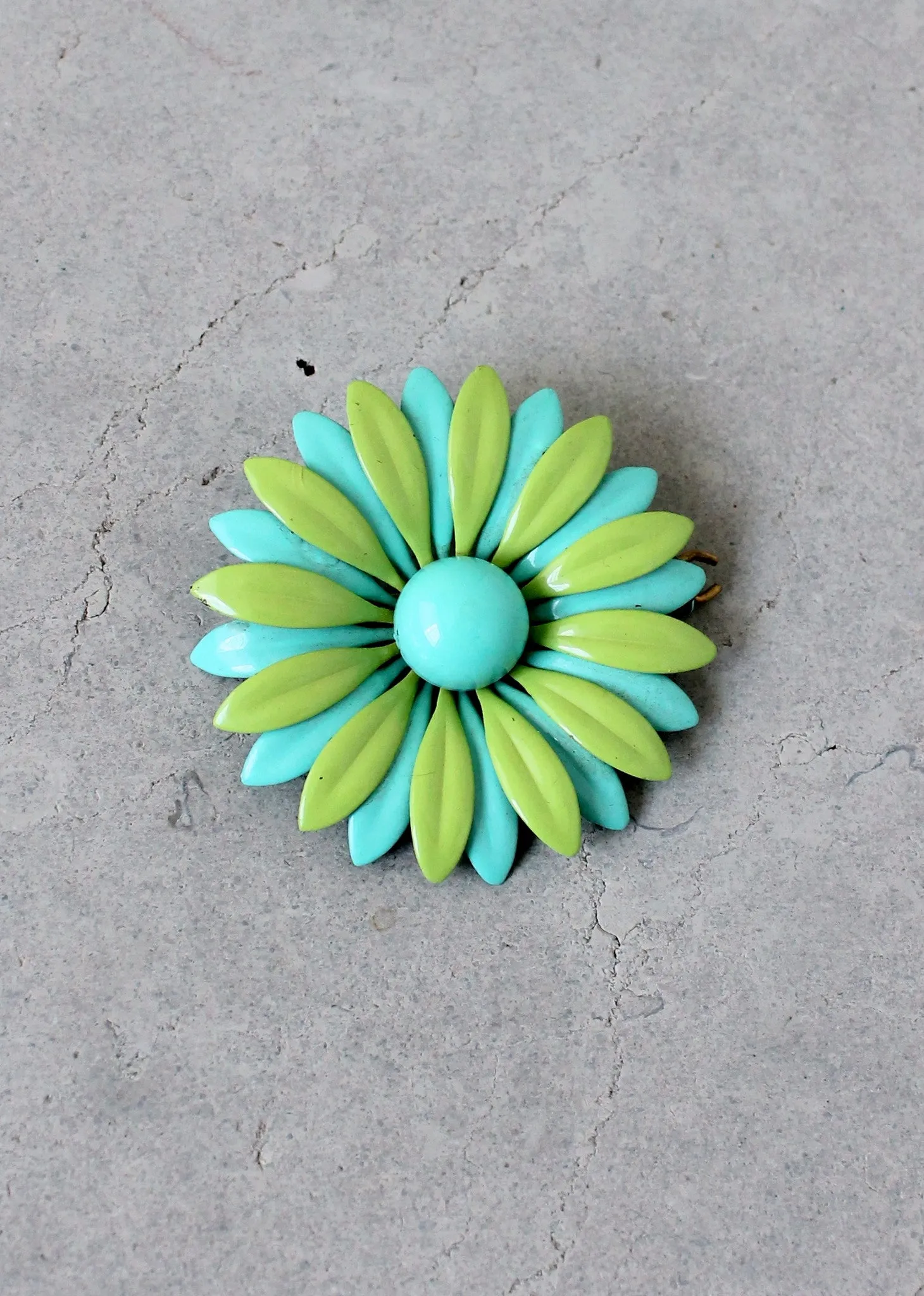 Vintage 1960s Large MOD Enameled Flower Hair Barrette