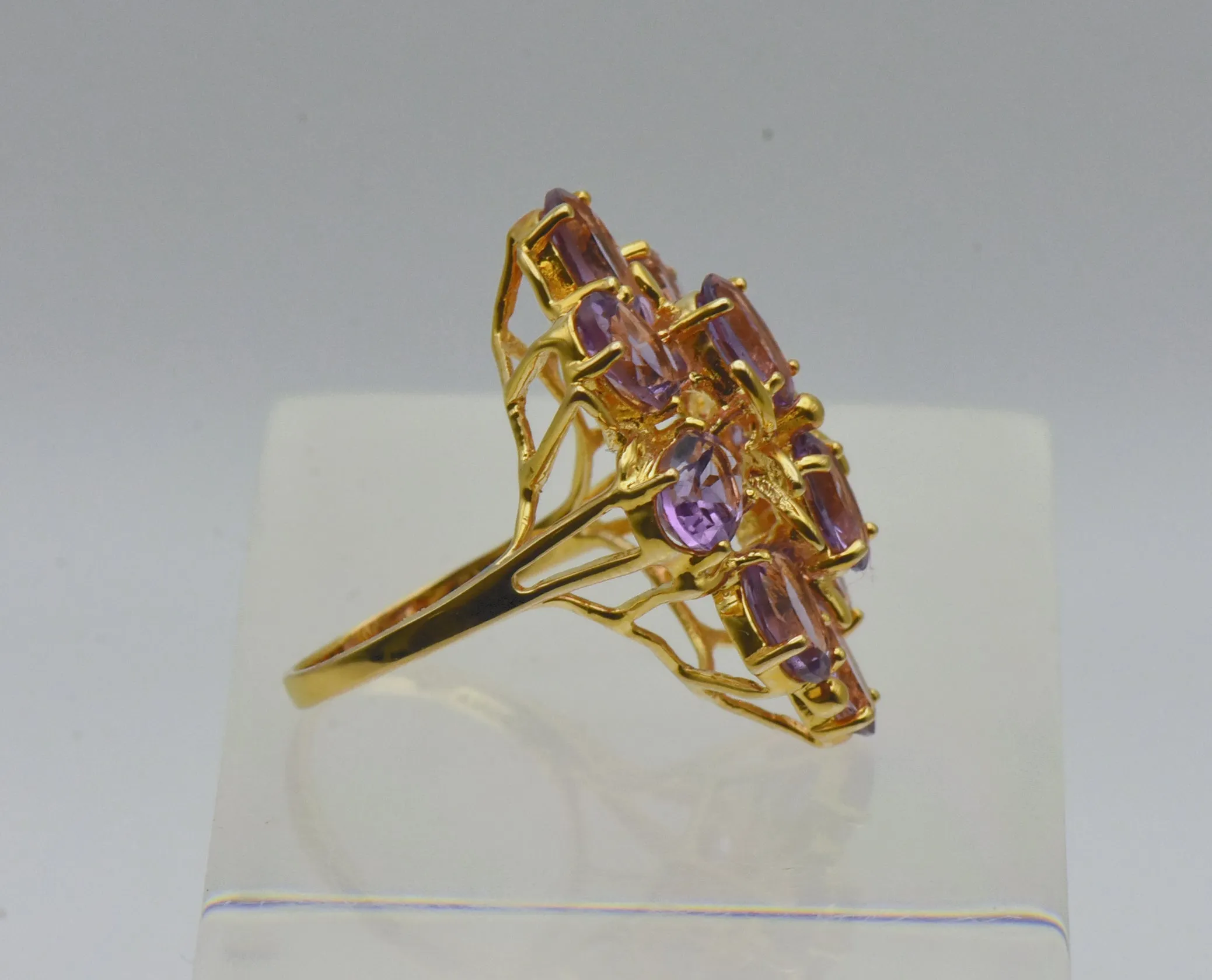 Vintage Amethyst Vermeil Cocktail Ring - Size 5.25