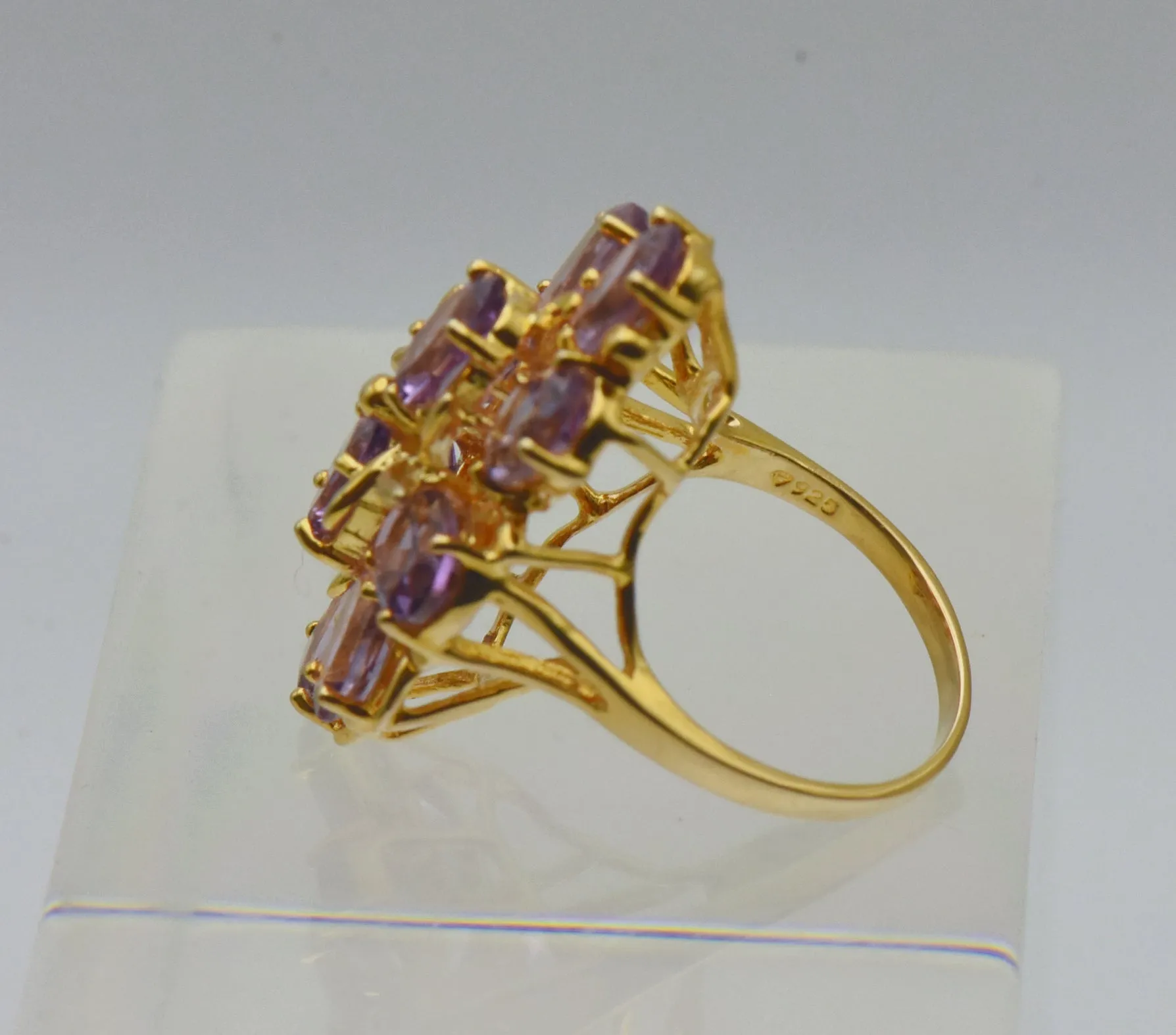 Vintage Amethyst Vermeil Cocktail Ring - Size 5.25