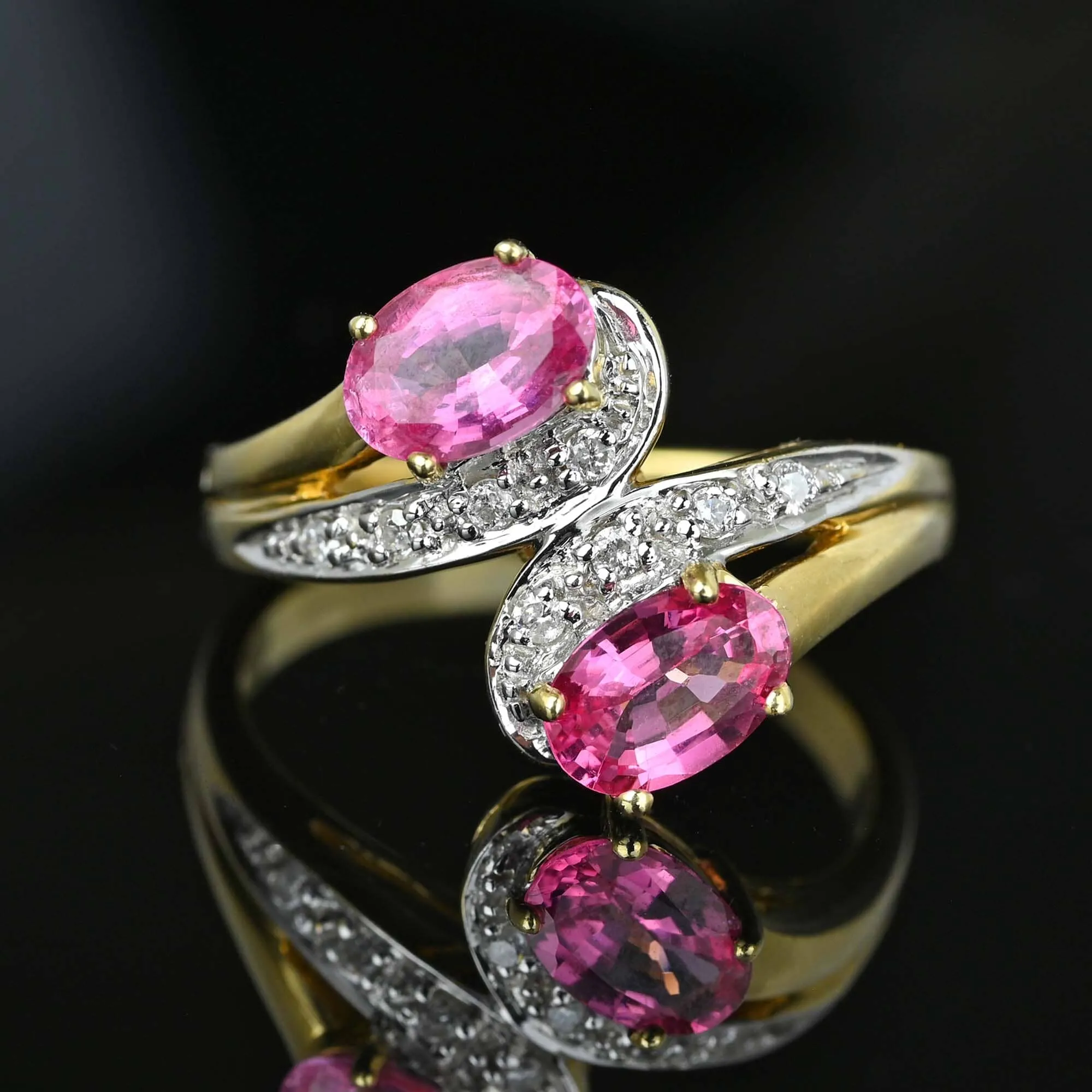 Vintage Toi Et Moi Style Pink Sapphire Diamond Ring