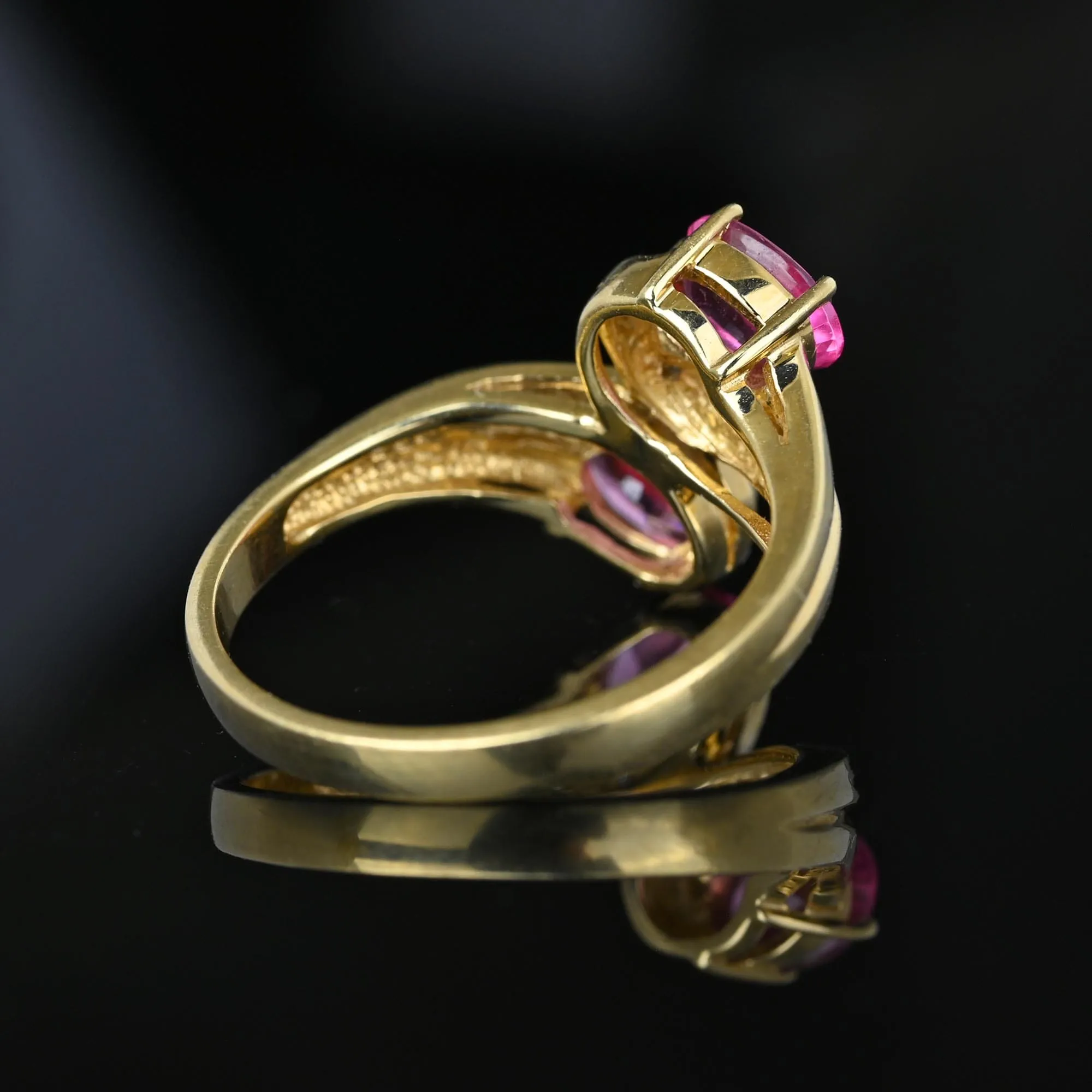 Vintage Toi Et Moi Style Pink Sapphire Diamond Ring