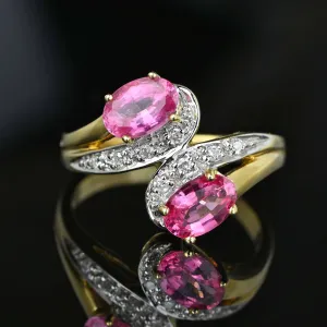 Vintage Toi Et Moi Style Pink Sapphire Diamond Ring