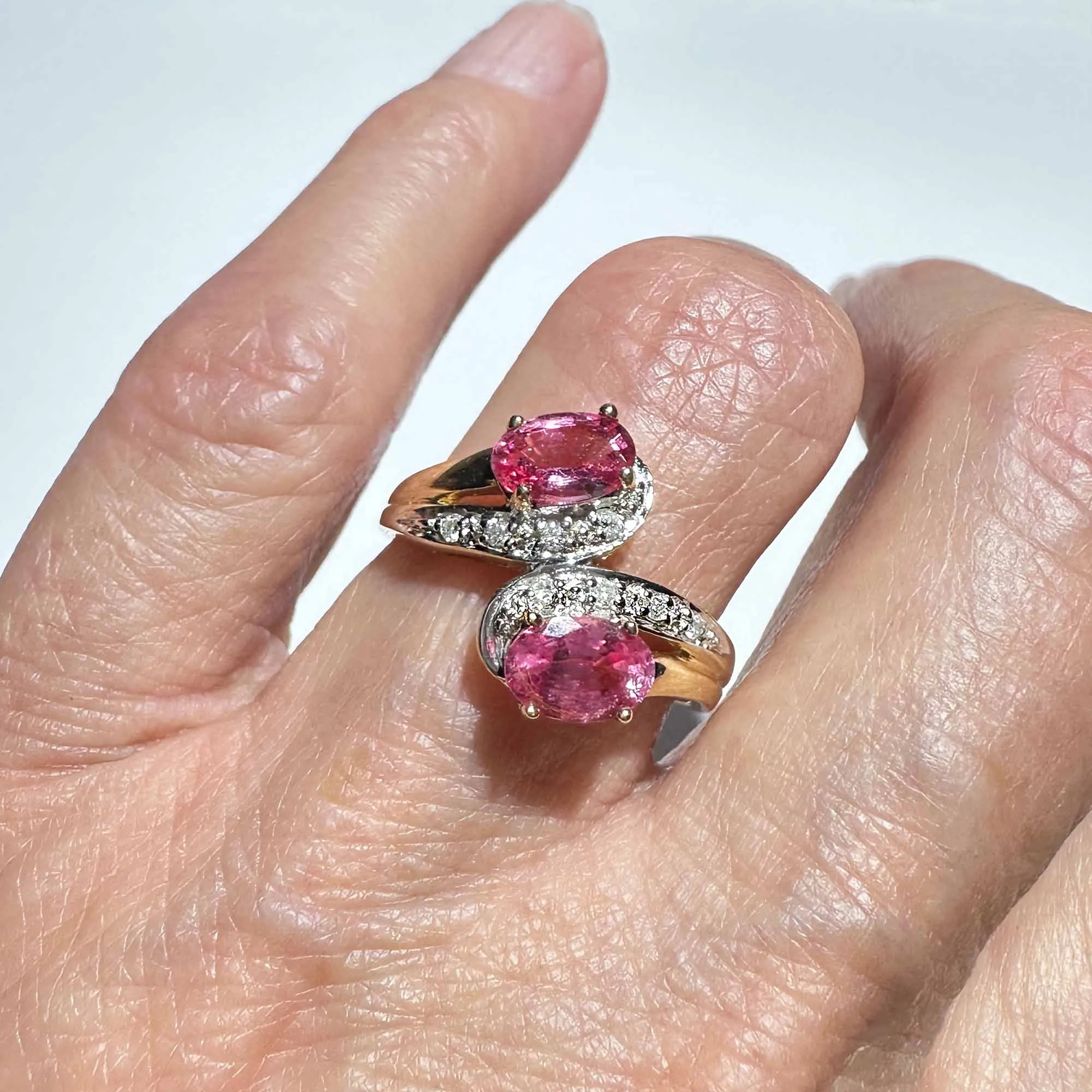 Vintage Toi Et Moi Style Pink Sapphire Diamond Ring