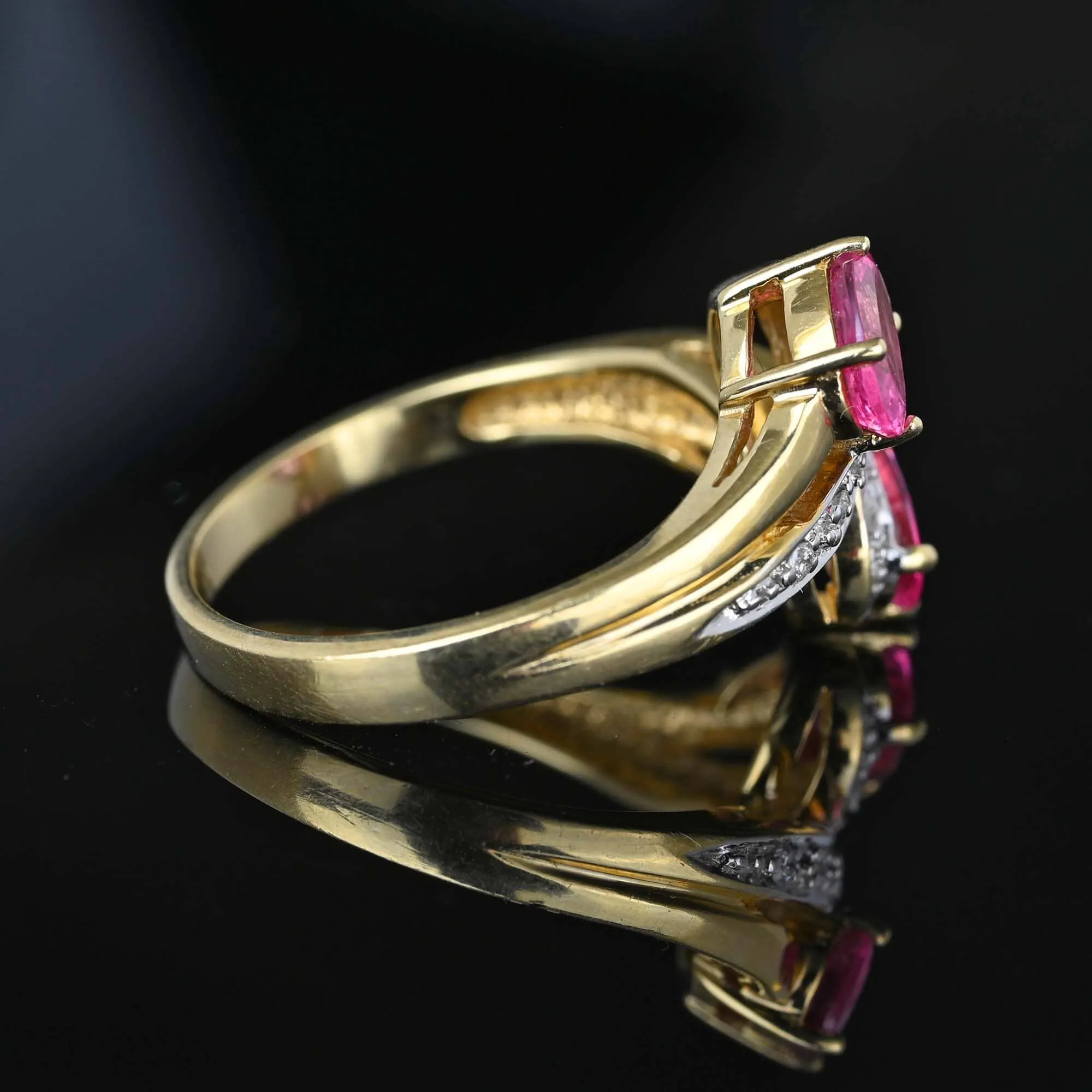 Vintage Toi Et Moi Style Pink Sapphire Diamond Ring