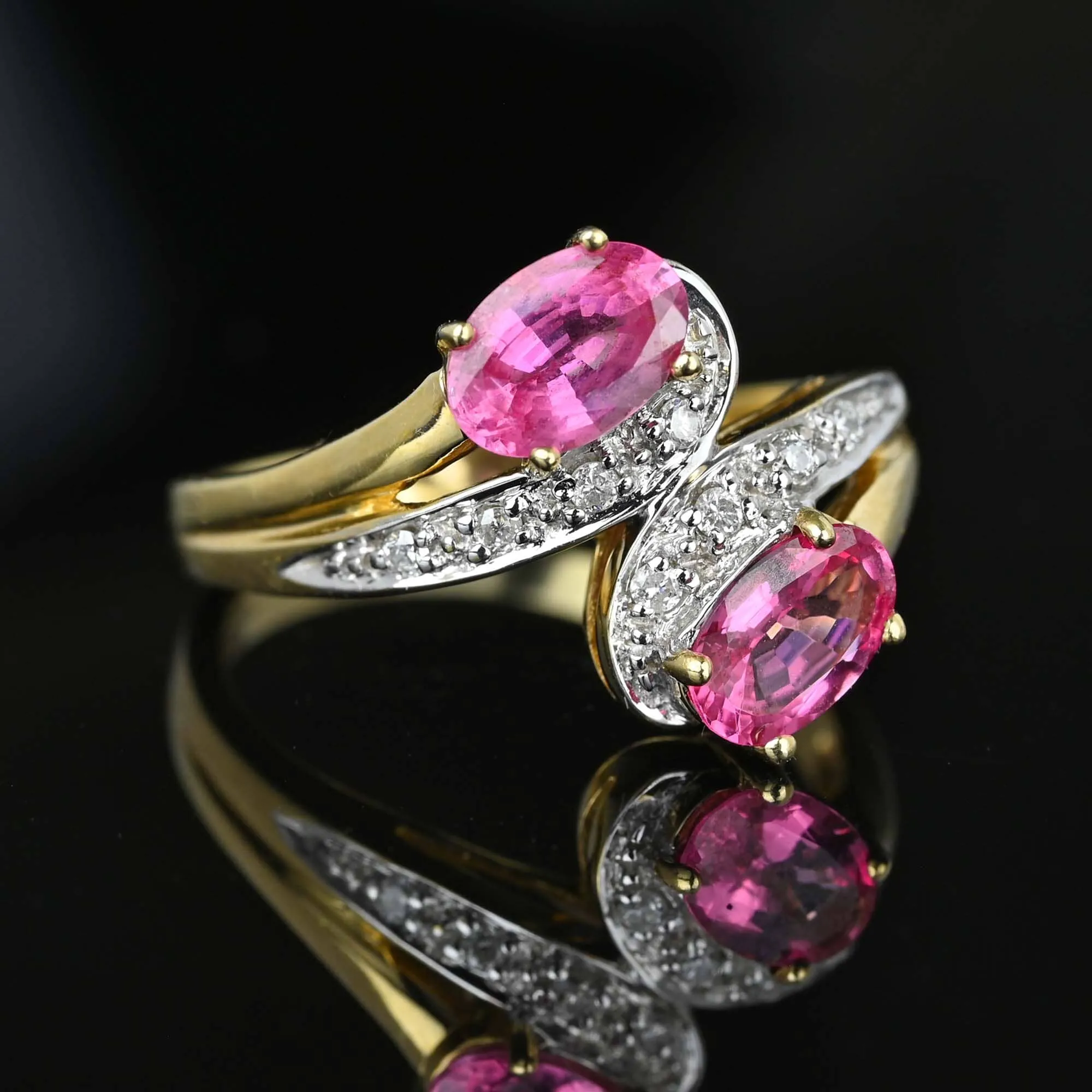 Vintage Toi Et Moi Style Pink Sapphire Diamond Ring