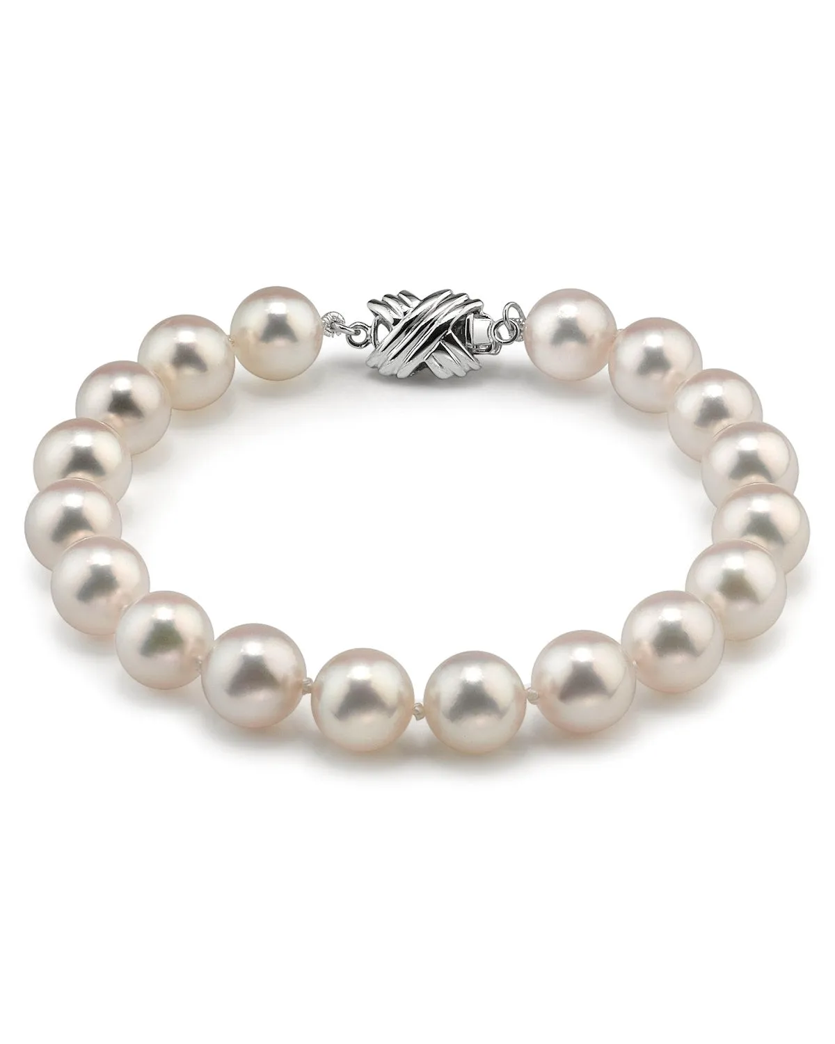 White Hanadama Japanese Akoya Pearl Bracelet, 8.5-9.0mm