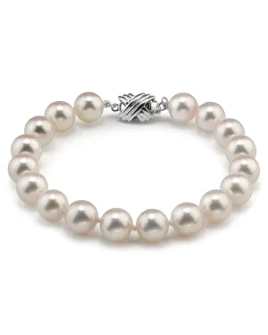 White Hanadama Japanese Akoya Pearl Bracelet, 8.5-9.0mm