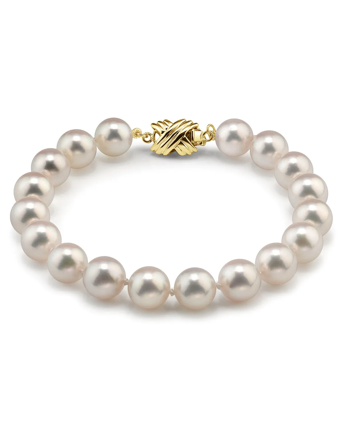 White Hanadama Japanese Akoya Pearl Bracelet, 8.5-9.0mm