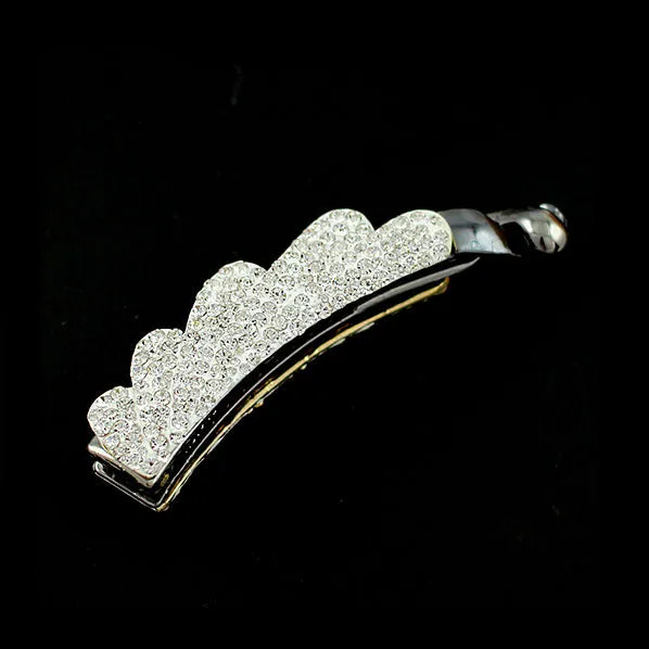 White Rhinestone Double-sided Banana Vertical Hair Barrette