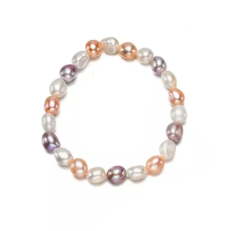 Women's Elegant Pearl Bracelet Stretchy | Large 9-10mm Baroque Freshwater Pearl Bracelet for Women and Girls