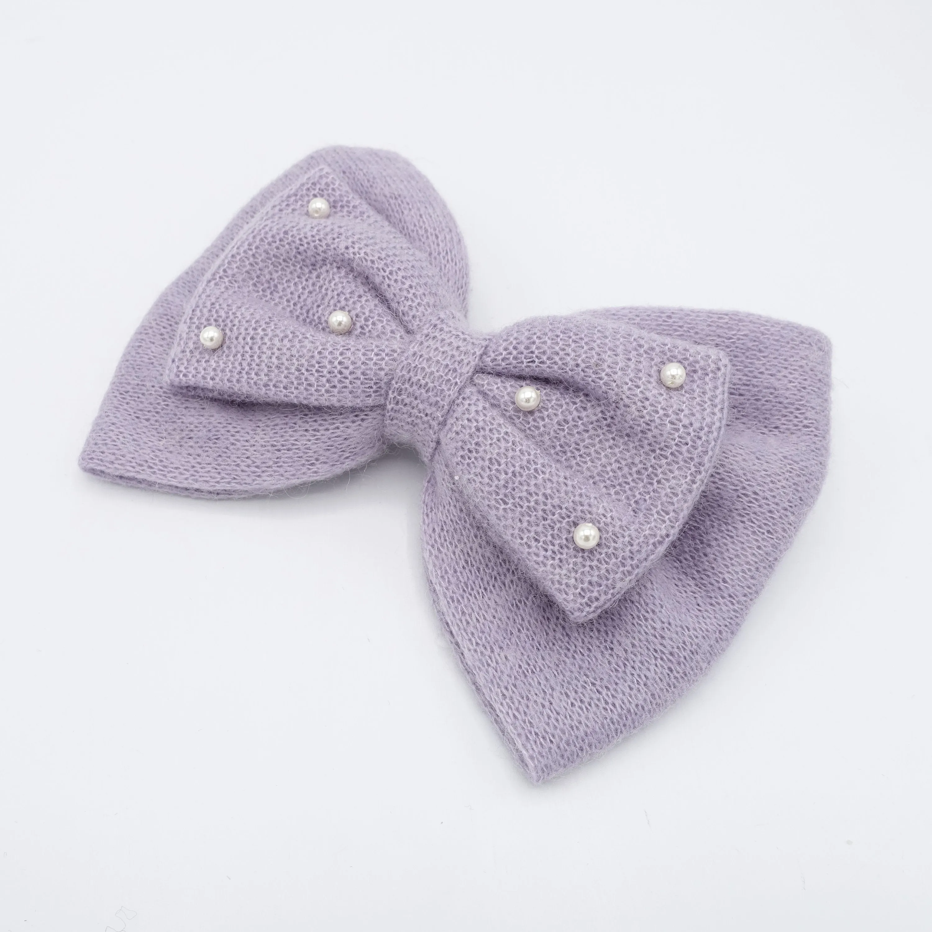 woolen hair bow large pearl hair bow for women